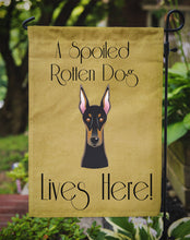 Load image into Gallery viewer, Doberman Spoiled Dog Lives Here Garden Flag – Funny Gold Background Dog Decor BB1493GF