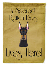 Load image into Gallery viewer, Doberman Spoiled Dog Lives Here Garden Flag – Funny Gold Background Dog Decor BB1493GF