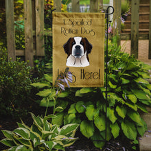Load image into Gallery viewer, Saint Bernard Spoiled Dog Lives Here Garden Flag – Funny Gold Background Dog Decor BB1494GF
