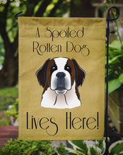 Load image into Gallery viewer, Saint Bernard Spoiled Dog Lives Here Garden Flag – Funny Gold Background Dog Decor BB1494GF