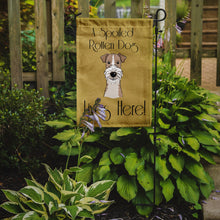 Load image into Gallery viewer, Wire Haired Fox Terrier Spoiled Dog Lives Here Garden Flag – Funny Gold Background Dog Decor BB1495GF
