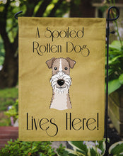 Load image into Gallery viewer, Wire Haired Fox Terrier Spoiled Dog Lives Here Garden Flag – Funny Gold Background Dog Decor BB1495GF