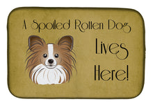 Load image into Gallery viewer, Papillon Spoiled Dog Lives Here Dish Drying Mat – Absorbent, Artistic Kitchen Essentials BB1496DDM
