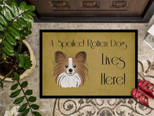 Load image into Gallery viewer, Papillon Spoiled Dog Lives Here Doormat - 24x36 Decorative Floor Mat – Indoor/Outdoor Rug with Artistic Flair BB1496JMAT