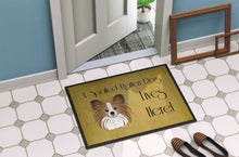 Load image into Gallery viewer, Papillon Spoiled Dog Lives Here Doormat - 24x36 Decorative Floor Mat – Indoor/Outdoor Rug with Artistic Flair BB1496JMAT