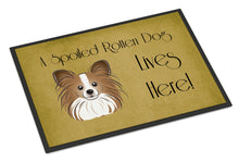 Load image into Gallery viewer, Papillon Spoiled Dog Lives Here Doormat - 24x36 Decorative Floor Mat – Indoor/Outdoor Rug with Artistic Flair BB1496JMAT