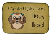 Load image into Gallery viewer, Chocolate Brown Shih Tzu Spoiled Dog Lives Here Dish Drying Mat – Absorbent, Artistic Kitchen Essentials BB1497DDM