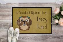 Load image into Gallery viewer, Chocolate Brown Shih Tzu Spoiled Dog Lives Here Doormat - 24x36 Decorative Floor Mat – Indoor/Outdoor Rug with Artistic Flair BB1497JMAT