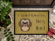 Load image into Gallery viewer, Chocolate Brown Shih Tzu Spoiled Dog Lives Here Doormat - 24x36 Decorative Floor Mat – Indoor/Outdoor Rug with Artistic Flair BB1497JMAT