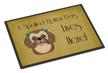 Load image into Gallery viewer, Chocolate Brown Shih Tzu Spoiled Dog Lives Here Doormat - 24x36 Decorative Floor Mat – Indoor/Outdoor Rug with Artistic Flair BB1497JMAT