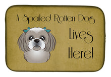 Load image into Gallery viewer, Gray Silver Shih Tzu Spoiled Dog Lives Here Dish Drying Mat – Absorbent, Artistic Kitchen Essentials BB1498DDM