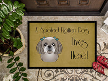 Load image into Gallery viewer, Gray Silver Shih Tzu Spoiled Dog Lives Here Doormat - 24x36 Decorative Floor Mat – Indoor/Outdoor Rug with Artistic Flair BB1498JMAT
