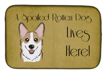 Load image into Gallery viewer, Sable Corgi Spoiled Dog Lives Here Dish Drying Mat – Absorbent, Artistic Kitchen Essentials BB1501DDM