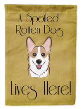 Load image into Gallery viewer, Sable Corgi Spoiled Dog Lives Here Garden Flag – Funny Gold Background Dog Decor BB1501GF
