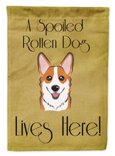 Load image into Gallery viewer, Red Corgi Spoiled Dog Lives Here Garden Flag – Funny Gold Background Dog Decor BB1502GF
