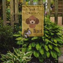 Load image into Gallery viewer, Chocolate Brown Poodle Spoiled Dog Lives Here Garden Flag – Funny Gold Background Dog Decor BB1504GF