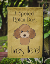 Load image into Gallery viewer, Chocolate Brown Poodle Spoiled Dog Lives Here Garden Flag – Funny Gold Background Dog Decor BB1504GF