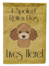 Load image into Gallery viewer, Chocolate Brown Poodle Spoiled Dog Lives Here Garden Flag – Funny Gold Background Dog Decor BB1504GF