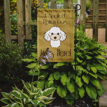 Load image into Gallery viewer, White Poodle Spoiled Dog Lives Here Garden Flag – Funny Gold Background Dog Decor BB1505GF