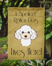 Load image into Gallery viewer, White Poodle Spoiled Dog Lives Here Garden Flag – Funny Gold Background Dog Decor BB1505GF