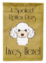 Load image into Gallery viewer, White Poodle Spoiled Dog Lives Here Garden Flag – Funny Gold Background Dog Decor BB1505GF