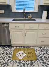 Load image into Gallery viewer, White Poodle Spoiled Dog Lives Here Machine Washable Memory Foam Mat BB1505RUG
