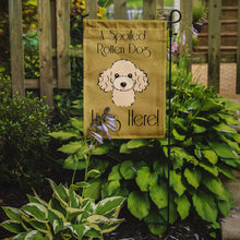 Load image into Gallery viewer, Buff Poodle Spoiled Dog Lives Here Garden Flag – Funny Gold Background Dog Decor BB1506GF