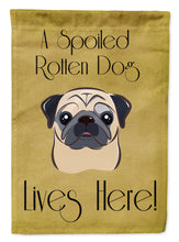 Load image into Gallery viewer, Fawn Pug Spoiled Dog Lives Here Garden Flag – Funny Gold Background Dog Decor BB1510GF