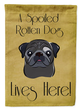 Load image into Gallery viewer, Black Pug Spoiled Dog Lives Here Garden Flag – Funny Gold Background Dog Decor BB1511GF