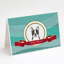 Load image into Gallery viewer, Boston Terrier Merry Christmas Greeting Cards -  Blank Note Cards – 8-Pack of Artist-Designed Cards with Envelopes