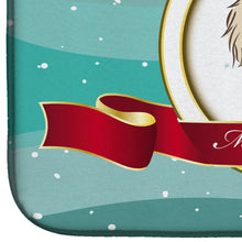 Load image into Gallery viewer, Longhair Creme Dachshund Merry Christmas Dish Drying Mat – Absorbent, Artistic Kitchen Essentials BB1522DDM