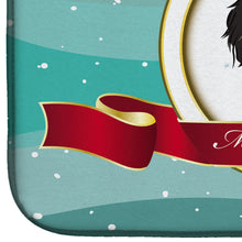 Load image into Gallery viewer, Longhair Black and Tan Dachshund Merry Christmas Dish Drying Mat – Absorbent, Artistic Kitchen Essentials BB1523DDM