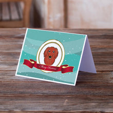 Load image into Gallery viewer, Longhair Red Dachshund Merry Christmas Greeting Cards -  Blank Note Cards – 8-Pack of Artist-Designed Cards with Envelopes