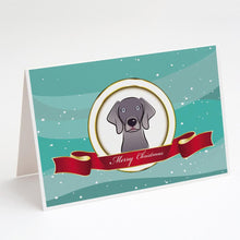 Load image into Gallery viewer, Weimaraner Merry Christmas Greeting Cards -  Blank Note Cards – 8-Pack of Artist-Designed Cards with Envelopes