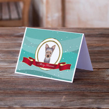 Load image into Gallery viewer, Yorkie Puppy Merry Christmas Greeting Cards -  Blank Note Cards – 8-Pack of Artist-Designed Cards with Envelopes