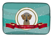 Load image into Gallery viewer, Wirehaired Dachshund Merry Christmas Dish Drying Mat – Absorbent, Artistic Kitchen Essentials BB1543DDM