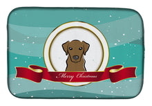 Load image into Gallery viewer, Chocolate Labrador Merry Christmas Dish Drying Mat – Absorbent, Artistic Kitchen Essentials BB1544DDM