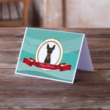 Load image into Gallery viewer, Min Pin Merry Christmas Greeting Cards -  Blank Note Cards – 8-Pack of Artist-Designed Cards with Envelopes