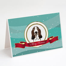Load image into Gallery viewer, Basset Hound Merry Christmas Greeting Cards -  Blank Note Cards – 8-Pack of Artist-Designed Cards with Envelopes