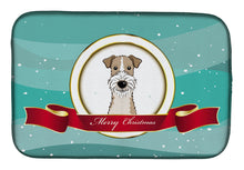 Load image into Gallery viewer, Wire Haired Fox Terrier Merry Christmas Dish Drying Mat – Absorbent, Artistic Kitchen Essentials BB1557DDM