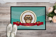 Load image into Gallery viewer, Chocolate Brown Shih Tzu Merry Christmas Doormat - 24x36 Decorative Floor Mat – Indoor/Outdoor Rug with Artistic Flair BB1559JMAT