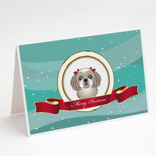 Load image into Gallery viewer, Gray Silver Shih Tzu Merry Christmas Greeting Cards -  Blank Note Cards – 8-Pack of Artist-Designed Cards with Envelopes