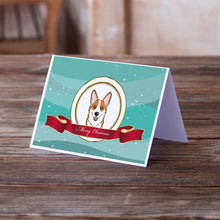 Load image into Gallery viewer, Red Corgi Merry Christmas Greeting Cards -  Blank Note Cards – 8-Pack of Artist-Designed Cards with Envelopes