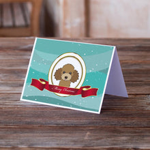 Load image into Gallery viewer, Chocolate Brown Poodle Merry Christmas Greeting Cards -  Blank Note Cards – 8-Pack of Artist-Designed Cards with Envelopes