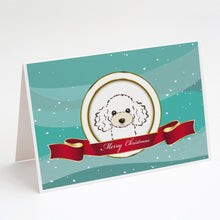 Load image into Gallery viewer, White Poodle Merry Christmas Greeting Cards -  Blank Note Cards – 8-Pack of Artist-Designed Cards with Envelopes