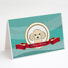 Load image into Gallery viewer, Buff Poodle Merry Christmas Greeting Cards -  Blank Note Cards – 8-Pack of Artist-Designed Cards with Envelopes