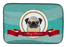 Load image into Gallery viewer, Fawn Pug Merry Christmas Dish Drying Mat – Absorbent, Artistic Kitchen Essentials BB1572DDM