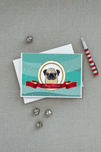 Load image into Gallery viewer, Fawn Pug Merry Christmas Greeting Cards -  Blank Note Cards – 8-Pack of Artist-Designed Cards with Envelopes
