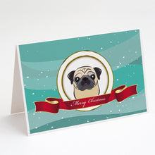Load image into Gallery viewer, Fawn Pug Merry Christmas Greeting Cards -  Blank Note Cards – 8-Pack of Artist-Designed Cards with Envelopes
