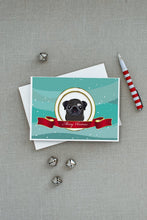 Load image into Gallery viewer, Black Pug Merry Christmas Greeting Cards -  Blank Note Cards – 8-Pack of Artist-Designed Cards with Envelopes